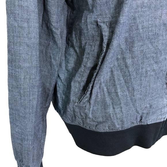 Old Navy Blue Chambray Varsity Bomber Jacket Size Medium - Picture 5 of 11